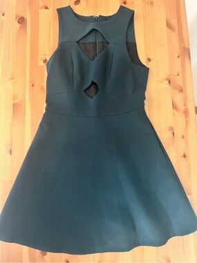Rachel Zoe Dark Teal A-Line Dress with Geometric Cutouts in size 4